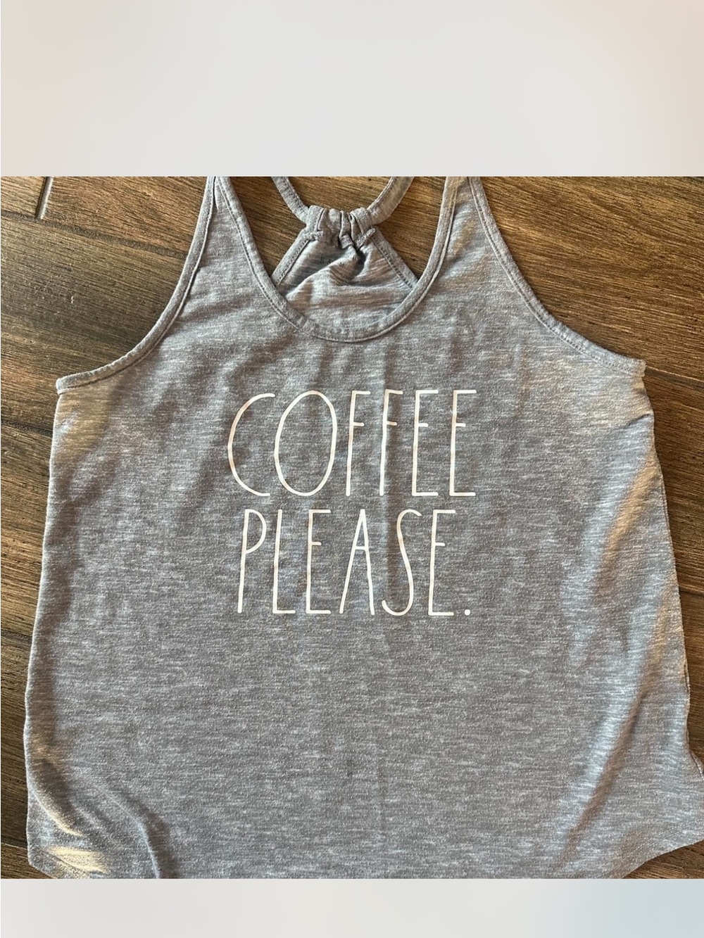 Rae Dunn Gray Tank Top with White "COFFEE PLEASE." Graphic